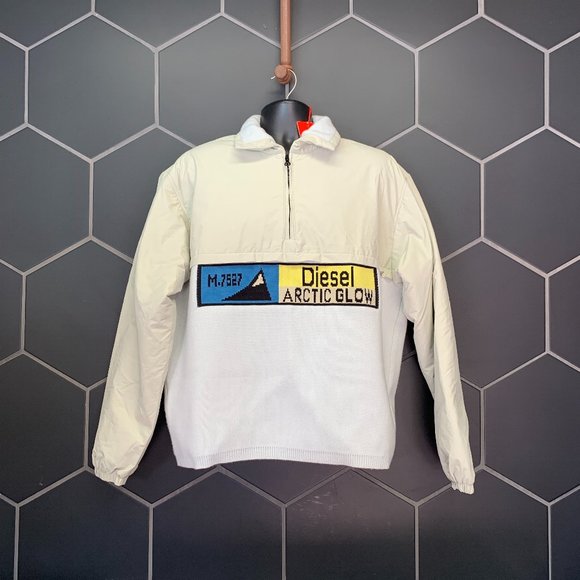 ~New W/ Tags! Mens Diesel Pullover Knitwear Pale Grey Winter Sweater Size L - Picture 1 of 5